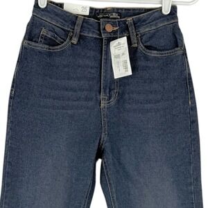 Black Tape Women's High Rise Relaxed Flared Leg Stretch Blue Jeans Size 25 NWT